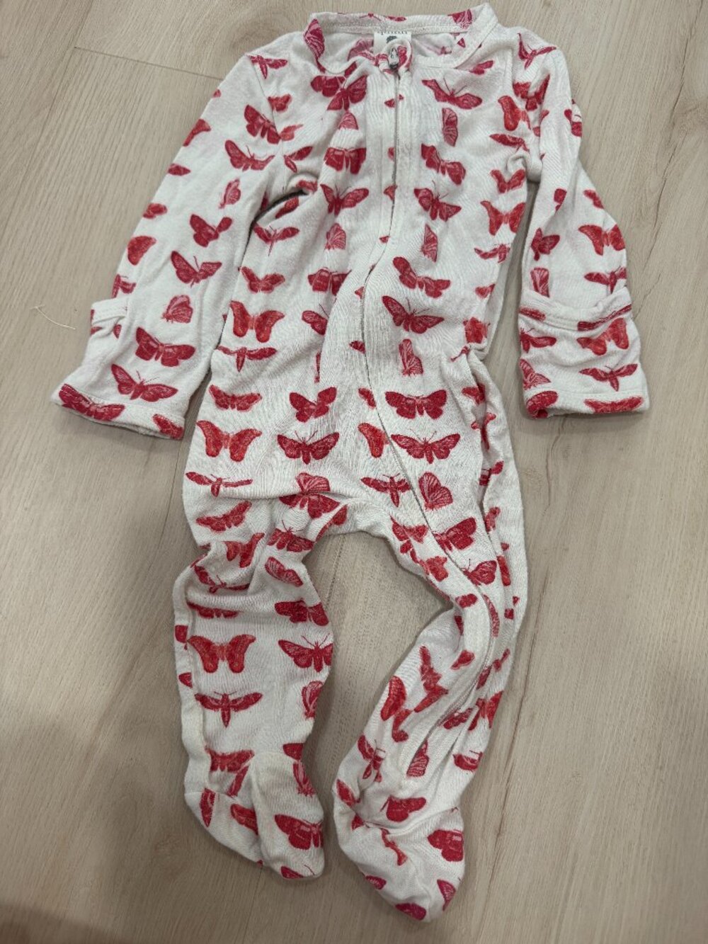 Kate Quinn Butterfly Footed Zip Sleeper Modal Cream Red 0-3M